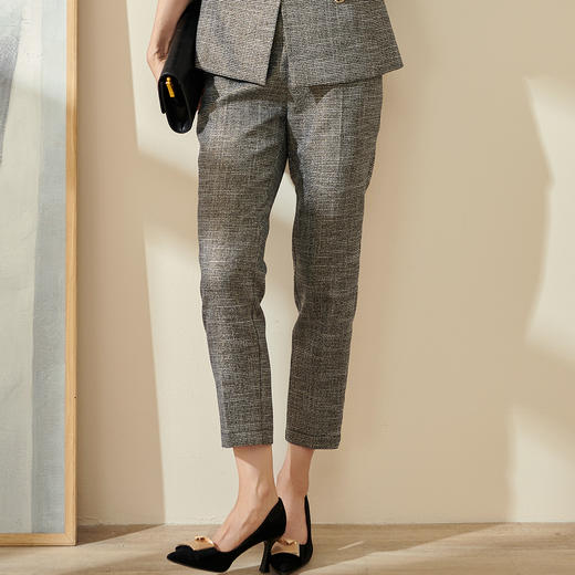 剩S/XL/XXL 米思阳春秋格纹小脚裤时尚通勤百搭显瘦休闲裤女3623 商品图6