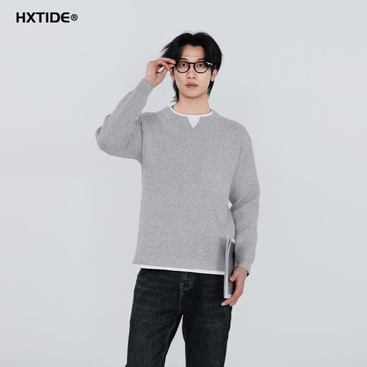 【新品上新】HX 冬季假两件圆领毛衫S107544298101 商品图0