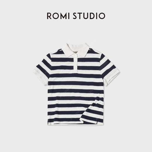 ROMI STUDIO"休闲随性"软糯新疆棉polo领条纹短袖上衣RWCAST5560 商品图0