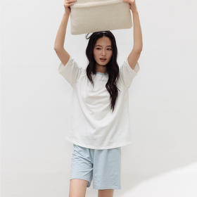 【2026夏季新品】棉柔・撞色家居服套装 可外穿棉睡衣女春夏套头亲肤舒适 简约短袖短裤套装