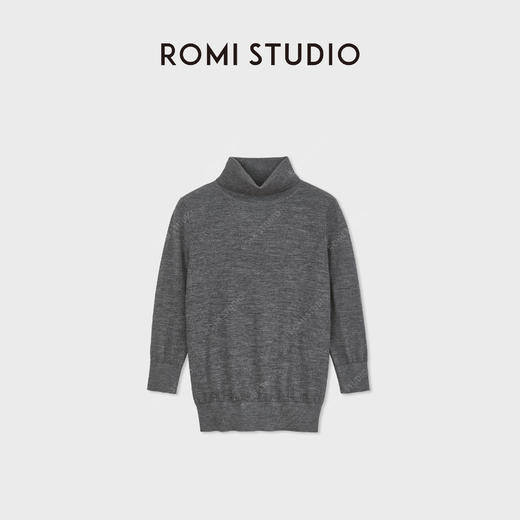 ROMI STUDIOMORO山羊绒绵羊毛半袖高领灰色针织套头衫 RWDSST1792 商品图3