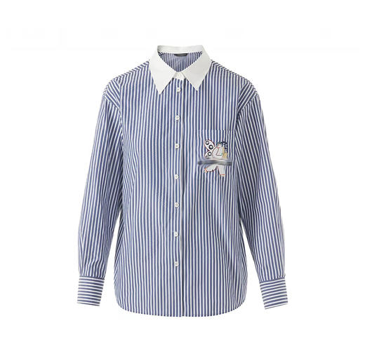 【来点不一样的】柜1180+！商场同款！2026年春季新款欧洲学院风条纹衬衫高级感上衣！ 商品图0