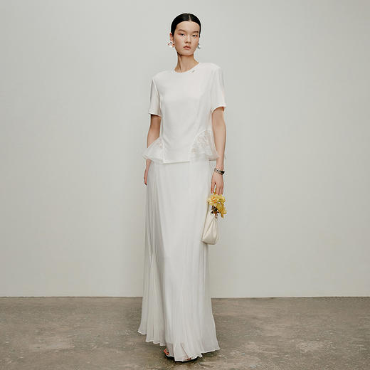 【林栖设计小店】凉风荷语|手钩贝壳牌多色桑蚕丝蕾丝飞片2026夏新款T恤1962184 商品图8