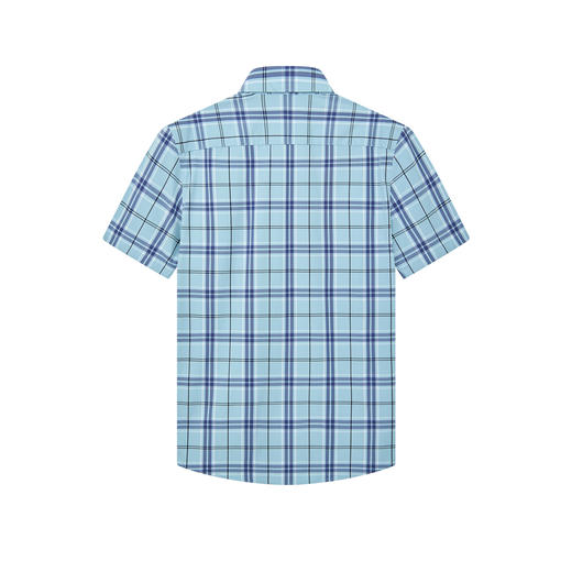 【高弹】德鲨休闲短袖格子衬衫男青年2026夏新款打底上衣弹力衬衣 商品图1