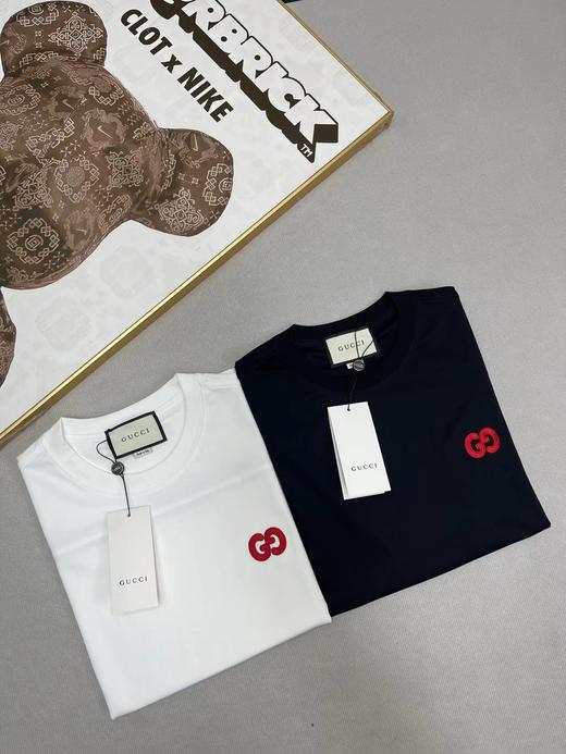 F031245徽标刺绣定织定染logo圆领情侣后背织带短袖T恤 商品图2