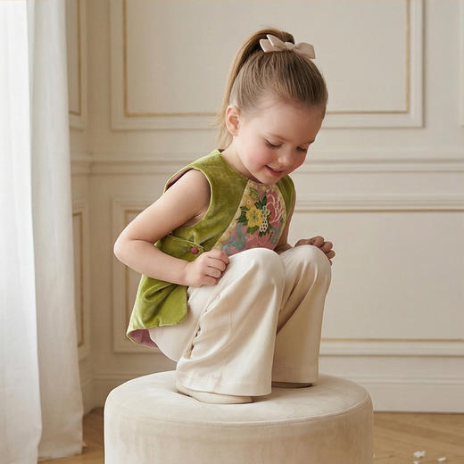 年衣童装儿童马甲春季新款女童中式古风汉服唐装春意融融马甲N1261029A05 商品图1