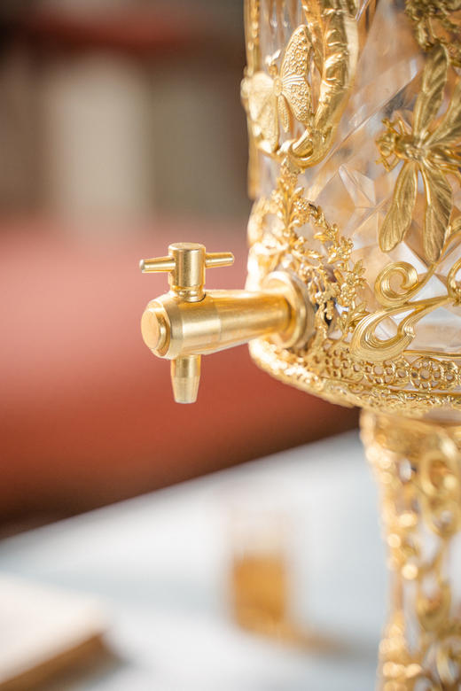 独角鹿西洋古董19世纪末20世纪初法国出品新艺术风格铜鎏金精雕装饰水晶酒桶摆件 商品图7