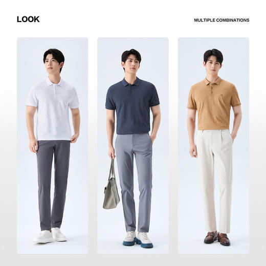 【10A抗菌2A防螨/不变形领】柒牌男装2026夏季提花扁机领短袖POLO 130T70670 商品图2