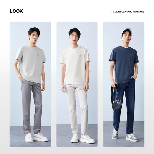 【7A抗菌|瞬间凉感】柒牌圆领短袖T恤男26春夏新款休闲百搭上衣 130T71510 商品图2