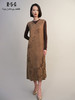 郭培成衣RSG「棕调暗纹」无袖长款连衣裙 商品缩略图0