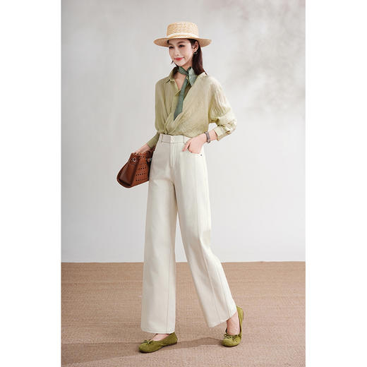 【小来】【FIVE WHITE GEESE 钛金樱花九分直筒裤】三色可选，90-150斤可穿，直筒版型，修饰包容，久坐不起皱 商品图1