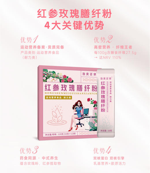 【旗黄】红参玫瑰膳纤粉 商品图3