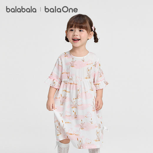 巴拉巴拉宝宝裙子夏季新款女童睡裙空调服防着凉儿童家居裙甜美萌 商品图0