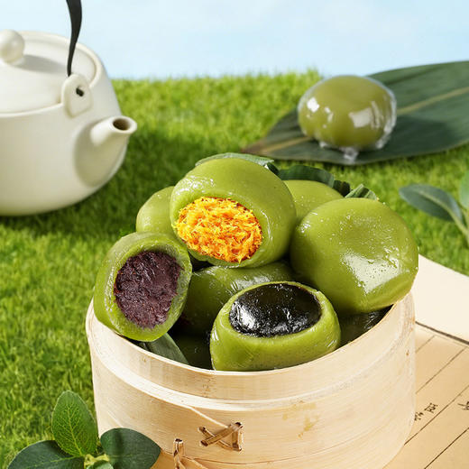 【春日福利❗️9.9抢6枚🔥艾草青团】草本香，糯叽叽，一口爆浆，咸蛋黄肉松豆沙芝麻清明果糯米团特产糕点 商品图2