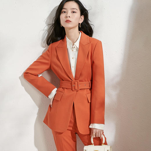 剩S/M 芳外春季新款时尚气质OL长袖西装外套女系带收腰纯色西服0290 商品图1