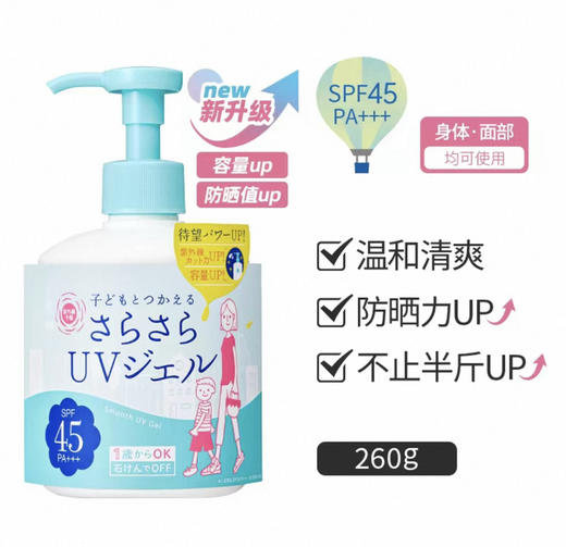 【全家防护】石泽研究所防晒乳SOF45+紫外线防晒霜250g儿童宝宝脸部敏感肌防晒温和清爽5 商品图4