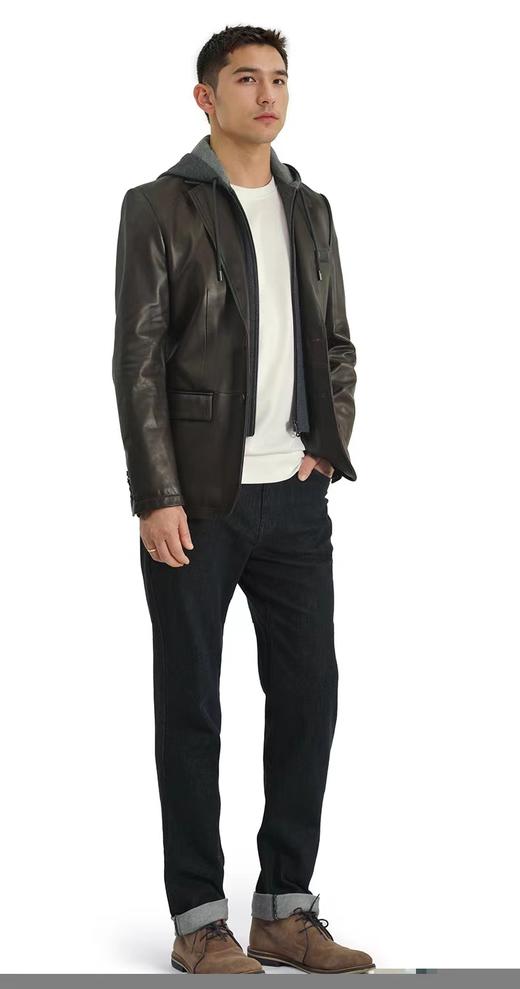 【直发】圣大保罗半植鞣绵羊皮柔和丰满可脱帽西装皮夹克PW23WJ735M 商品图2