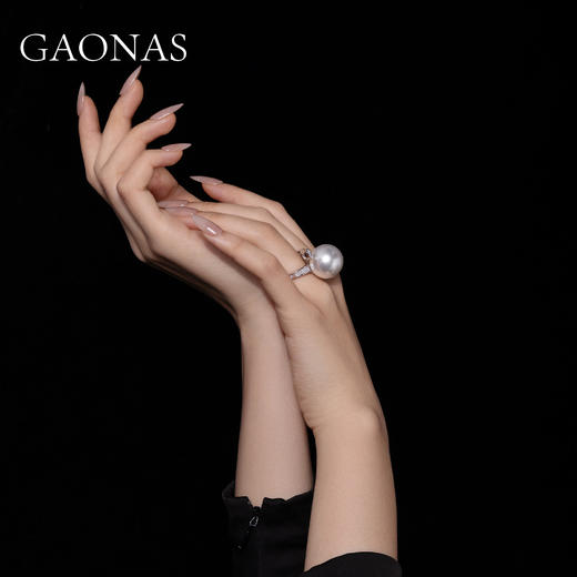 GAONAS  仿珍珠戒指 经典贵气优雅百搭白色珠20mm戒指 商品图4