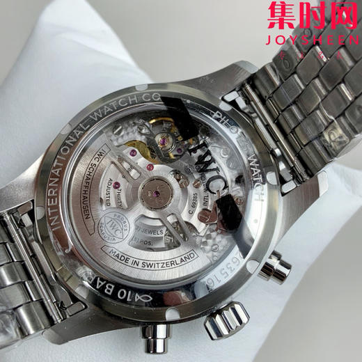 万国APS新款飞行员计时系列 飞行员计时透底 蓝盘钢带 丹东69385一体机 男士腕表 表径41mm 商品图6