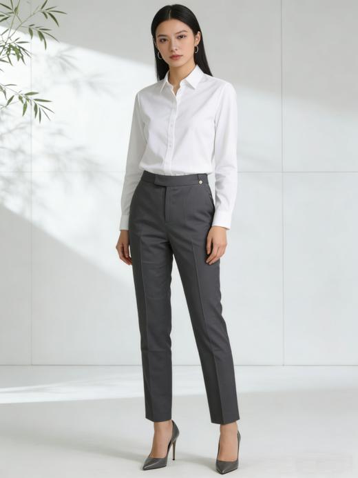 G2000女装SS26商场新款【绵羊毛混纺/防静电/可机洗】直脚西裤61954003 商品图0