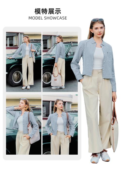 波顿女士春秋季织格仔长袖衬衫｜翻领有型，宽松剪裁活动自如LS153126 商品图2