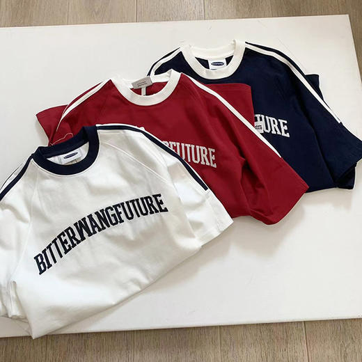 上身自带美式复古感！重磅字母刺绣短袖T恤 情侣款！ 商品图4