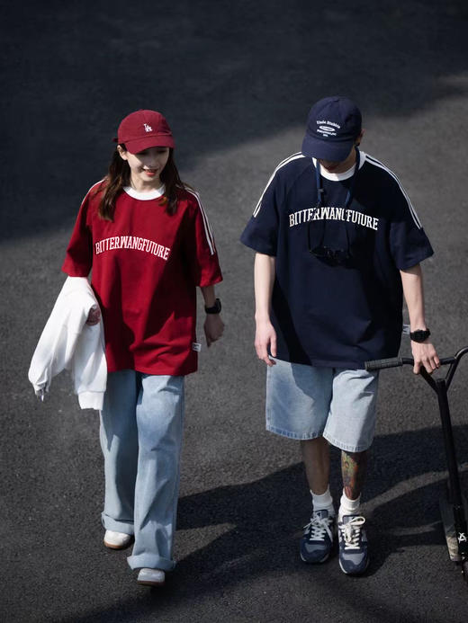 上身自带美式复古感！重磅字母刺绣短袖T恤 情侣款！ 商品图2