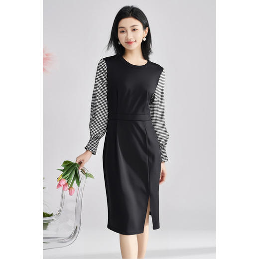 剩XXL 米思阳2026春季新款时尚通勤长袖修身显瘦气质女神连衣裙女1028 商品图3