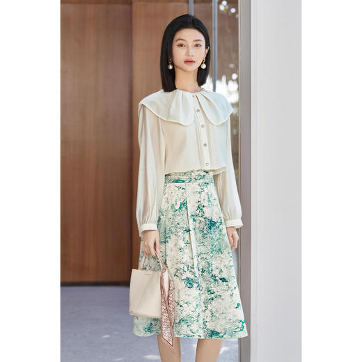 娃娃领衬衫+印花半身裙套装5M25CG4892 商品图1