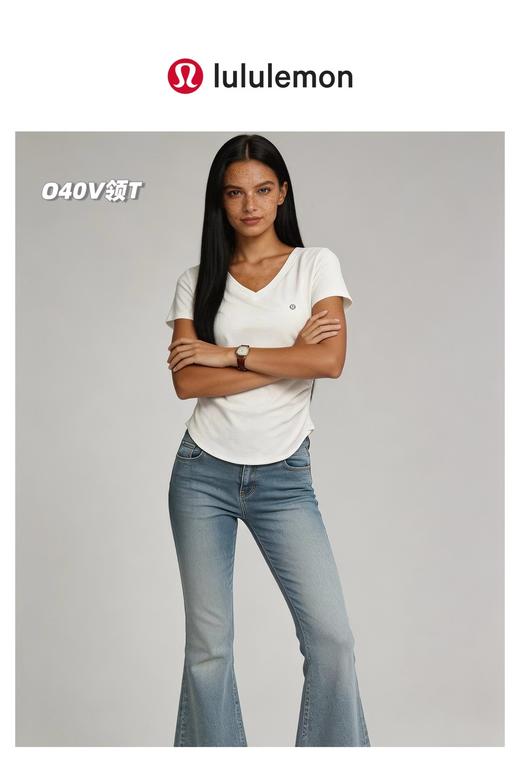 F031260一包2件装新款时尚百搭纯色简约修身轻便舒适V领款小蛮腰短袖 商品图5