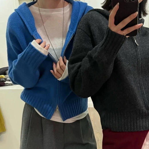 多色连帽双拉链基本款毛衣开衫纪念日百货门店同款169453355 商品图7