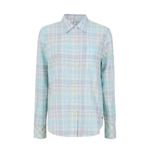 波顿女士春秋季宽松格仔长袖衬衫｜蓝绿白格交织，翻领全开襟的自在随性LS159126 商品图5