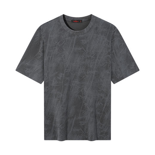 【蜡染T恤】柒牌男装2026夏季圆领宽松国风竹纹印花新疆棉短袖T恤 130T72340 商品图4