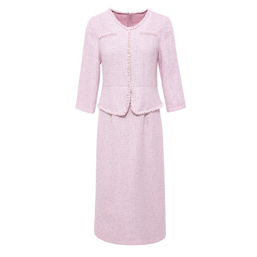 「高货deo」全新升级【铂金会员441/天猫599/差价158】(12155)洛诗琳气质小香风连衣裙2026春季新款重工亮片假两件裙子 商品图4