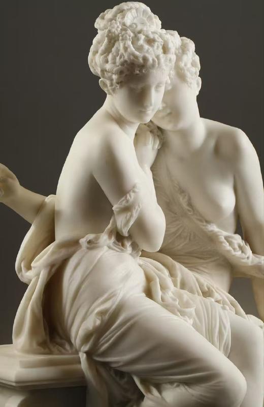 独角鹿西洋古董1860年代法国著名雕塑家Carrier-Belleuse签名创作人物主题大理石群雕作品《秘密》 商品图6