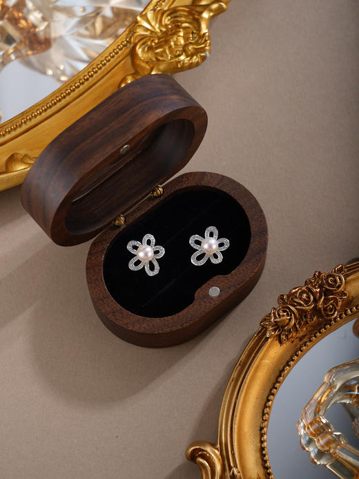 子佩集【花眠梦境】银S925珍珠惜王妃耳钉【E4945】双色五瓣花2602 商品图8