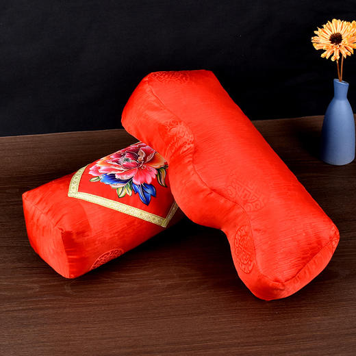 红色牡丹 寿枕头脚枕寿衣配件电脑印花牡丹枕男女全套配件 商品图0