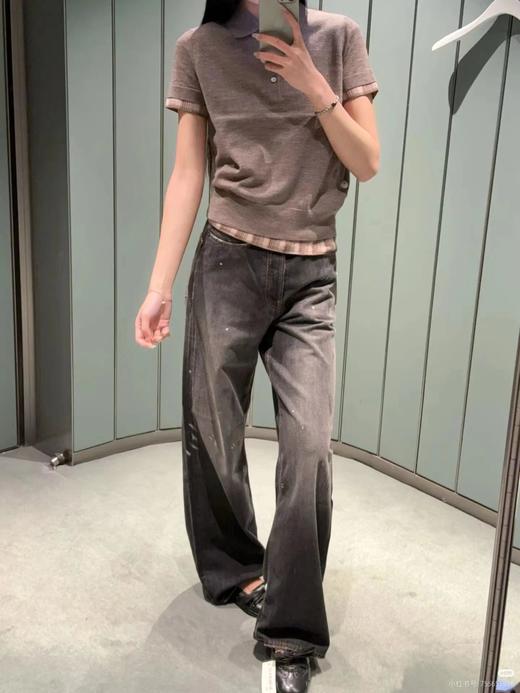 F031210泰兰德同款假两件格纹拼接不规则下摆短袖羊毛针织衫 商品图6