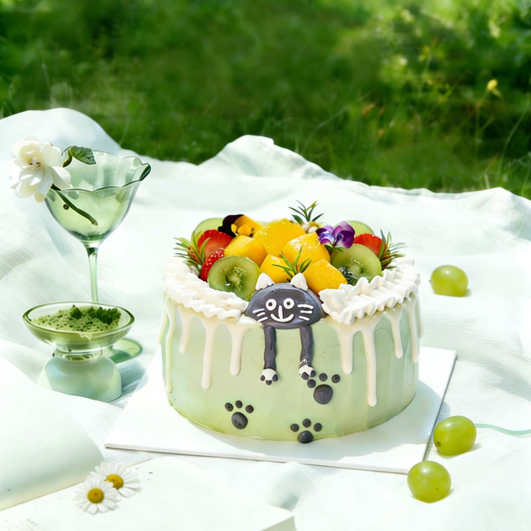 【慵懒午后】萌趣花香奶油蛋糕茉莉樱桃抹茶生日蛋糕26年新款