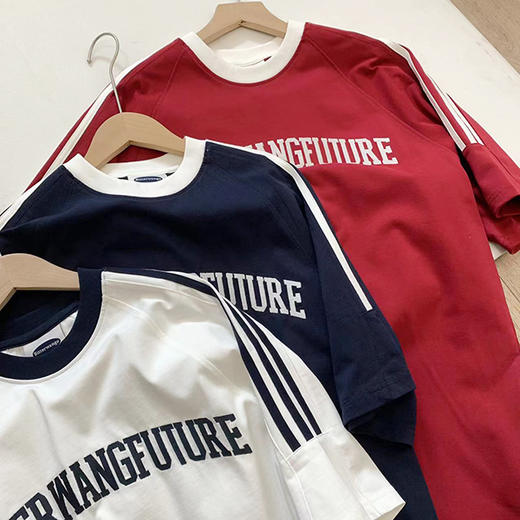 上身自带美式复古感！重磅字母刺绣短袖T恤 情侣款！ 商品图8