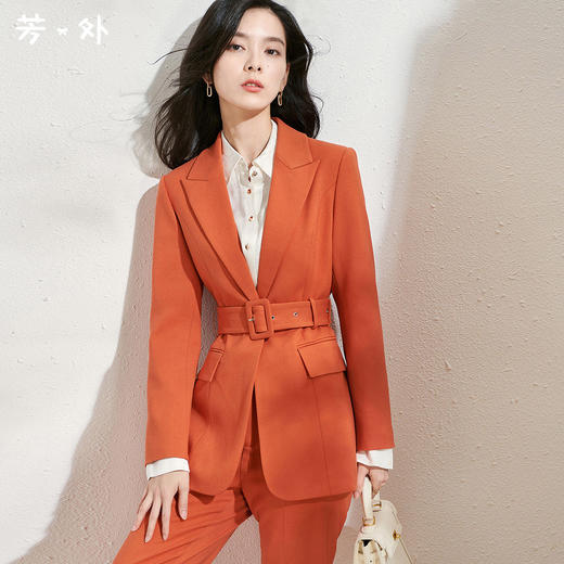 剩S/M 芳外春季新款时尚气质OL长袖西装外套女系带收腰纯色西服0290 商品图0