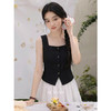 鹿向南「复古黑茶」黑色背心吊带女夏季新款开叉显瘦短款内搭上衣 商品缩略图0