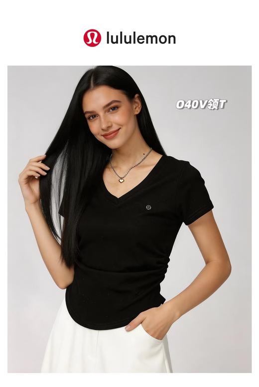 F031260一包2件装新款时尚百搭纯色简约修身轻便舒适V领款小蛮腰短袖 商品图12