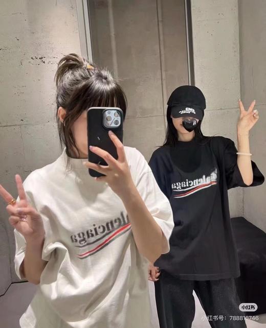 F031242新款模糊喷洒可乐印花休闲圆领宽松男女同款短袖T恤 商品图12