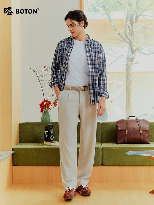 波顿男士春秋季亲肤格仔长袖衬衫｜领口车线密实平整，袖口拼接服帖，抬手活动都自在MS168126 商品图2