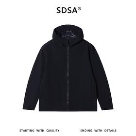 SDSA男装2026新款高贵轻奢简约纯色拉链立领软壳连帽夹克外套