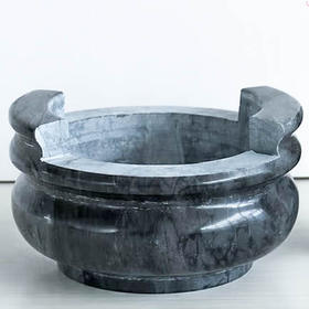 海浪花香炉耳朵直径8*17厘米水晶白香炉天然汉白玉石花瓶摆件上贡祭品