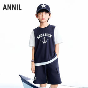 【实体店同款】男童圆领短袖针织衫夏季新款安奈儿童装AB621121