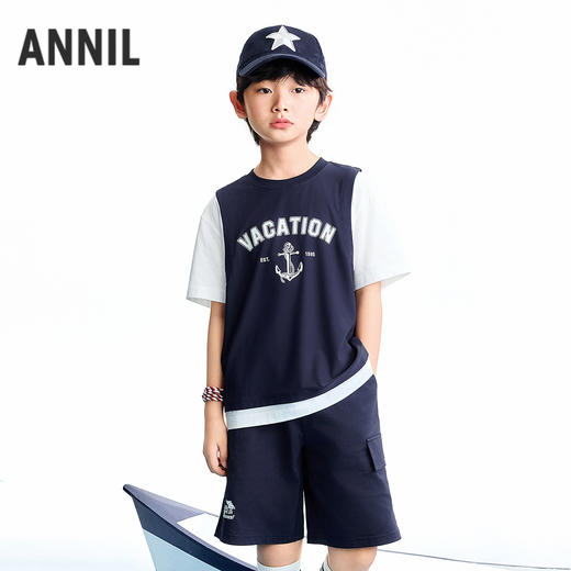 【实体店同款】男童圆领短袖针织衫夏季新款安奈儿童装AB621121 商品图0