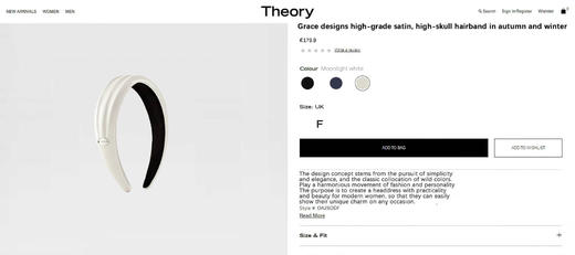 【秒杀价已调 直接拍】Theory 的发箍又来啦 轻奢缎面 发箍 商品图5